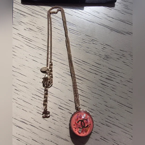 CHANEL Pink CC Confetti Pendant Necklace! - Picture 1 of 14